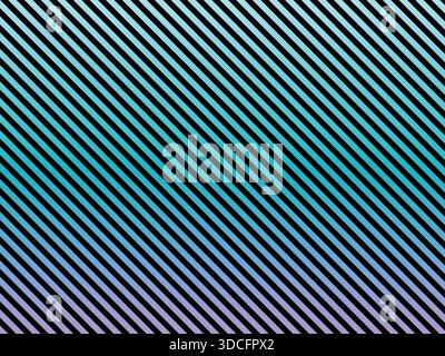 Ein lebendiges, illustriertes diagonales Streifenmuster mit einem Farbverlauf von Blau-Grün und Lila Stock Vektor