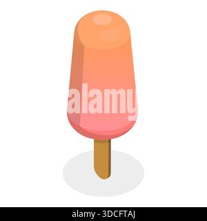 Isometrisches 3D-Set mit Eis, farbenfrohe fruchtige gefrorene Desserts. Punkt 3 Stockfoto