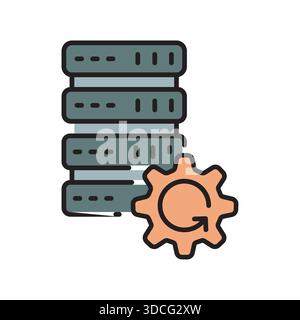 Symbol für die schwarze Linie für die Rückwärtsdrehung. Vektor isoliertes Element.editierbare Kontur Stock Vektor