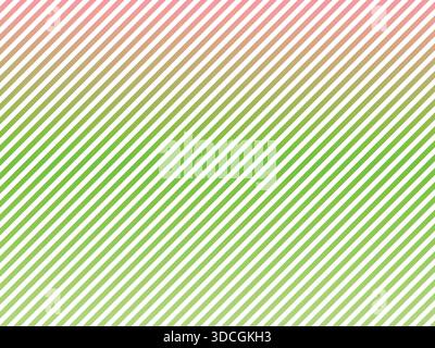 Eine nahtlose Hintergrundillustration mit scharfen, diagonalen Streifen in einem Farbverlauf, der von zartem Rosa zu leuchtendem Grün übergeht. Stock Vektor