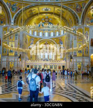15. Juni 2024, Belgrad, Serbien: Innere des Tempels der Heiligen Sava - der Hauptkirche der serbisch-orthodoxen Kirche. Stockfoto