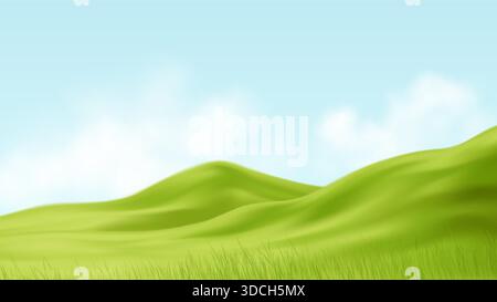 Hellgrüne Hügel und blauer Himmel schaffen eine friedliche Landschaft, die perfekt für Natur- und Outdoor-Themen ist Stock Vektor