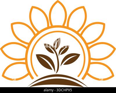 Sonnenblume Natur Blatt Landwirtschaft Icon Moderne Vektor Logo Design Vorlage Stock Vektor