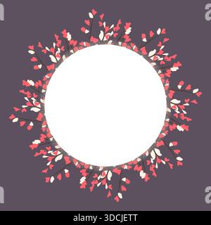Runder Blumenrahmen mit Herzblattzweigen Stock Vektor