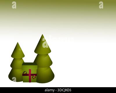 Weihnachtsbäume Geschenktüte auf weißem Hintergrund in 3D Stockfoto