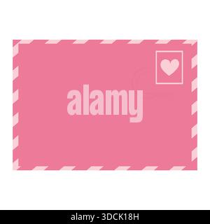 Umschlag Liebesbriefe mit Herzen, süße rosa romantische Post mit Stempel, Flugpost, Postkarte. Dekorationselemente für Hochzeit und Valentinstag. Vektorabbildung Stock Vektor