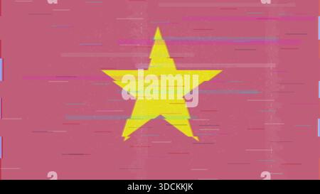 Vietnam Glitchfahne Vektor, RGB Split Verzerrung, digitale abstrakte Video-Frame-Illustration Stock Vektor