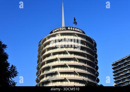 Das Capitol Records Building ist ein Wahrzeichen der Kreismusikindustrie in Hollywood Stockfoto