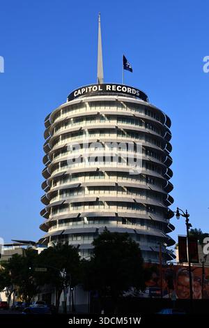 Das Capitol Records Building ist ein Wahrzeichen der Kreismusikindustrie in Hollywood Stockfoto