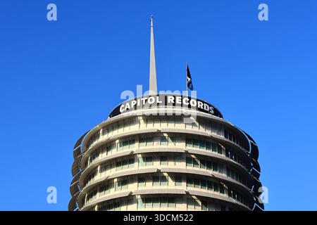 Das Capitol Records Building ist ein Wahrzeichen der Kreismusikindustrie in Hollywood Stockfoto