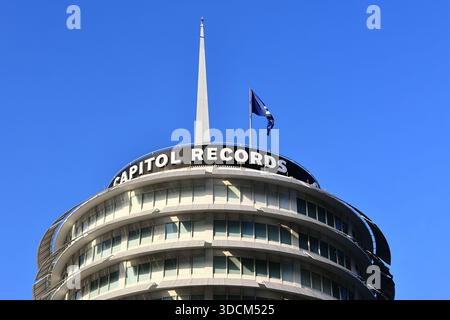 Das Capitol Records Building ist ein Wahrzeichen der Kreismusikindustrie in Hollywood Stockfoto