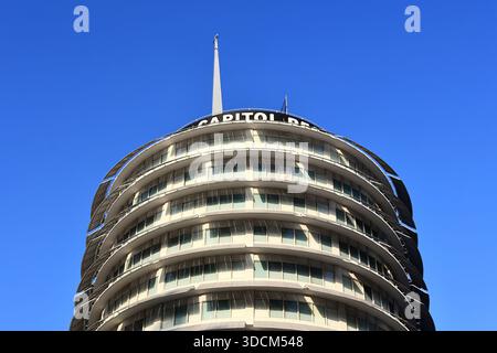 Das Capitol Records Building ist ein Wahrzeichen der Kreismusikindustrie in Hollywood Stockfoto
