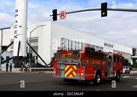 Außenansicht des Hauptsitzes von SpaceX, 1 Rocket Road, Hawthorne (LA County), Kalifornien Stockfoto
