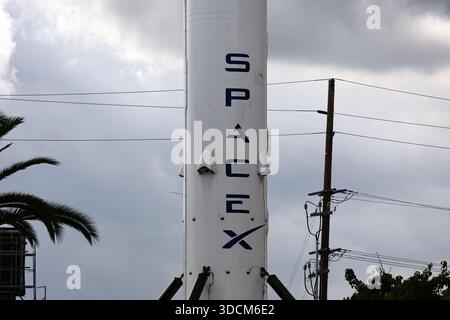 Außenansicht des Hauptsitzes von SpaceX, 1 Rocket Road, Hawthorne (LA County), Kalifornien Stockfoto