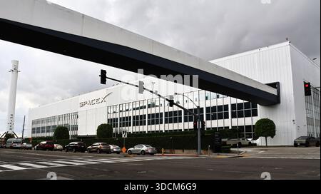 Außenansicht des Hauptsitzes von SpaceX, 1 Rocket Road, Hawthorne (LA County), Kalifornien Stockfoto