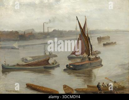 James McNeill Whistler - Grau und Silber - Old Battersea REACH Stockfoto