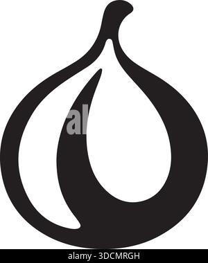 Onion Flame Silhouette ist ein markantes, minimalistisches Symbol, das die Kurven einer Zwiebelkugel vereint Stock Vektor