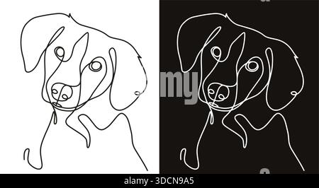 Hundeillustration mit einem ästhetischen durchgehenden einzeiligen Kunststil Stock Vektor