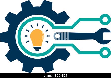 Zahnradschaltung Digitale Technologie Icon Template Modernes Vektor-Logo Design Stock Vektor