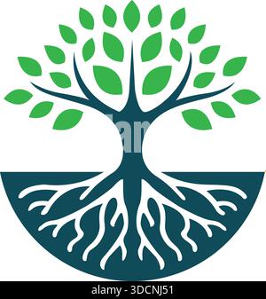 Baum Wurzeln Wachstum Eco Icon Vektor Moderne Logo Design Vorlage Stock Vektor