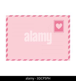 Umschlag Liebesbriefe mit Herzen, süße rosa romantische Post mit Stempel, Flugpost, Postkarte. Dekorationselemente für Hochzeit und Valentinstag. Vektorabbildung Stock Vektor