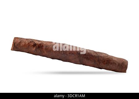 Italienische toskanische Zigarre mit großem Bauch, robusto-Typ. Isoliert auf weiß mit Beschneidungspfad. Stockfoto