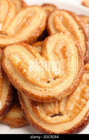 Sweet palmiers, Nahansicht. Blätterteigkekse Stockfoto