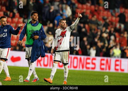 Alvaro Garcia, Jozhua Vertrouwd und Josep PEP Chavarria während des LaLiga EA SPORTSPIELS zwischen Rayo Vallecano und Real Betis Balompie (Mac Stockfoto