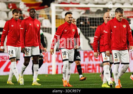 Florian Lejeune, Nobel Mendy, Alvaro Garcia und ISI Palazon wurden während des LaLiga EA SPORTSPIELS zwischen Rayo Vallecano und Real Betis Balomp gesehen Stockfoto