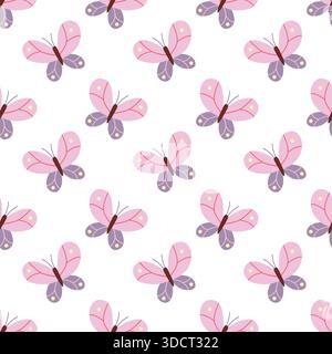 Niedliche Nahtlose Schmetterlingsmuster Hand Gezeichnete Illustration Stock Vektor