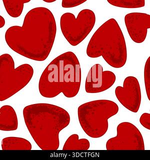 Rotes Valentinsherzen nahtloses Muster auf weißem Hintergrund. Vektorabbildung. Stock Vektor