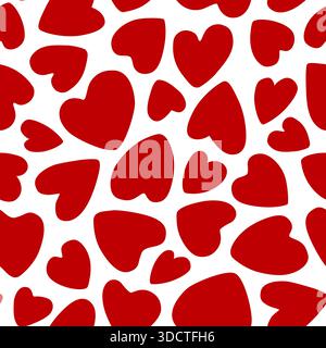 Rotes Valentinsherzen nahtloses Muster auf weißem Hintergrund. Vektorabbildung. Stock Vektor