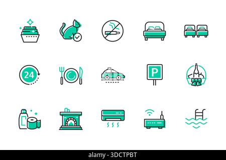 Mietservice für Appartements - Ikonen im Liniendesign Stock Vektor