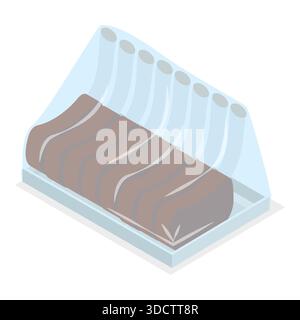 Isometrisches 3D-Flachset gefrorenes Fleisch, vakuumverpackte Lebensmittel. Punkt 1 Stockfoto