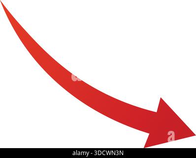 Roter Pfeil für sinkende Finanzperformance zeigt Investitionsrisiko, sinkenden Markttrend und Konjunkturabschwung an Stock Vektor