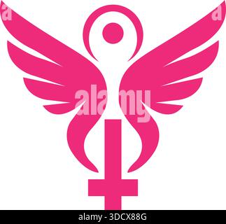 Bird Woman Freedom Logo Vorlage Feminine Kreative Vektor Design Stock Vektor