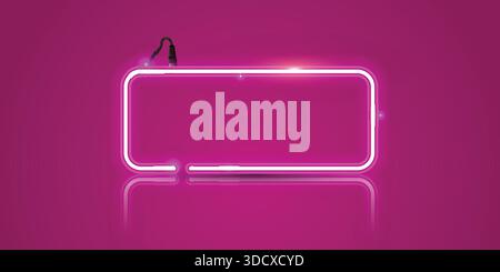 Hellrosa Neonlichtrahmen mit leuchtendem Effekt, perfekt für Banner, Schilder, Werbung, Partyposter, moderner Hintergrund und Retro-Neon-Design. Stock Vektor