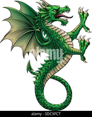 Heraldik Wyvern Wappenschild Dragon Stock Vektor