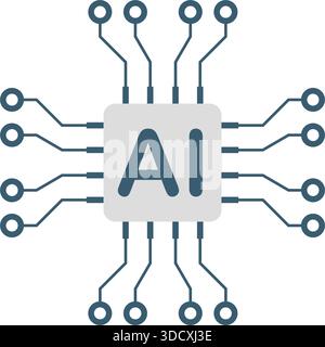 cpu-Symbol für künstliche Intelligenz im flachen Stil. Microchip zur Vektorillustration der KI-Generierung auf isoliertem Hintergrund. Prompt-Algorithmus unterzeichnet Geschäft Stock Vektor