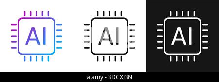 cpu-Symbol für künstliche Intelligenz im flachen Stil. Microchip zur Vektorillustration der KI-Generierung auf isoliertem Hintergrund. Prompt-Algorithmus unterzeichnet Geschäft Stock Vektor