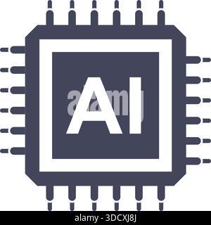 cpu-Symbol für künstliche Intelligenz im flachen Stil. Microchip zur Vektorillustration der KI-Generierung auf isoliertem Hintergrund. Prompt-Algorithmus unterzeichnet Geschäft Stock Vektor