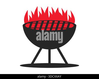Grill Icon Design mit einem sauberen und modernen Barbecue Symbol mit Feuer- und Heizelementen. Ideal für Food-Apps, Restaurantmenüs, Koch-Websites, U Stock Vektor