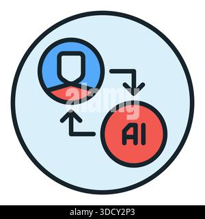 KI und man Vektor KI Konzept farbiges rundes Symbol oder Logo Element Stock Vektor