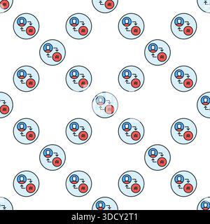 KI und man Vektor KI Konzept farbige runde nahtlose Muster Stock Vektor