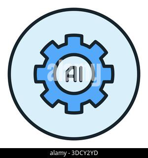 KI-Gear-Vektor Künstliche Intelligenz Konzept rundes farbiges Symbol oder Logo-Element Stock Vektor