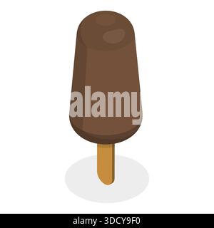 Isometrisches 3D-Set mit Eis, farbenfrohe fruchtige gefrorene Desserts. Punkt 4 Stockfoto