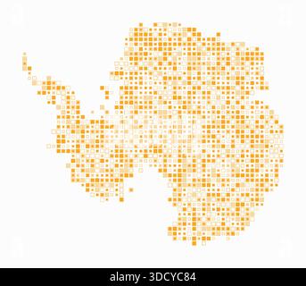 Antarktis, die Form des Landes, gebaut aus farbigen Zellen. Digitale Karte der Antarktis auf weißem Hintergrund. Kleine quadratische Blöcke. Stock Vektor