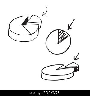 Handgezeichnetes Tortendiagramm. Stock Vektor