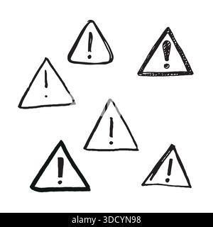 Handgezeichnetes Warnsymbol-Dreieck-Doodle. Warnschildsymbol Scribble. Stock Vektor