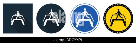 Eine Reihe verschiedener Symbole, die eine menschliche Figur auf einem Balancebalken in verschiedenen Farben darstellen. Diese minimalistischen Bilder symbolisieren Sport, Fitness und Sport Stock Vektor